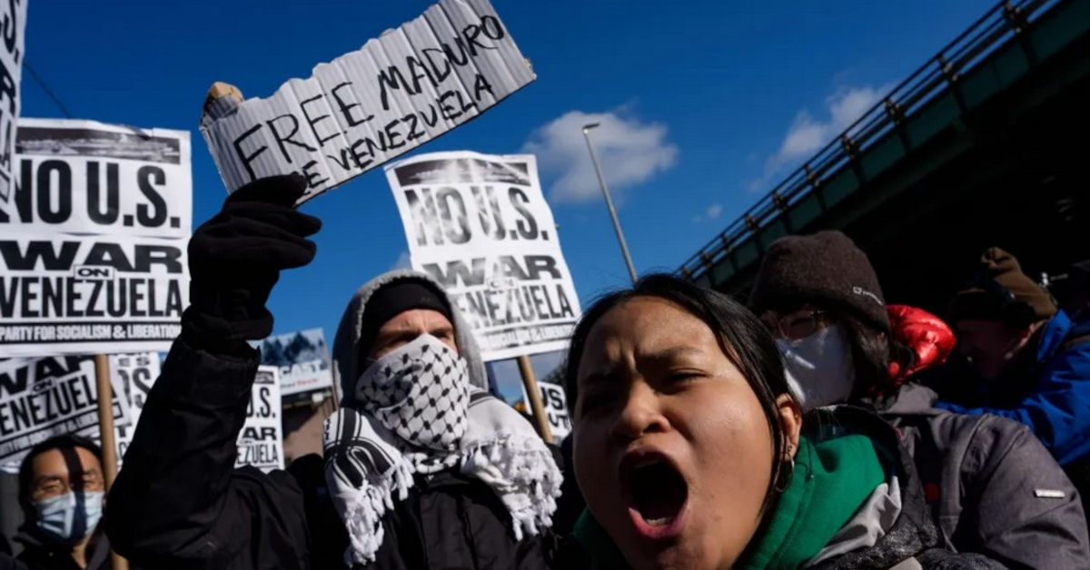 Leftist Activists Protest in Support of Maduro After U.S. Operation